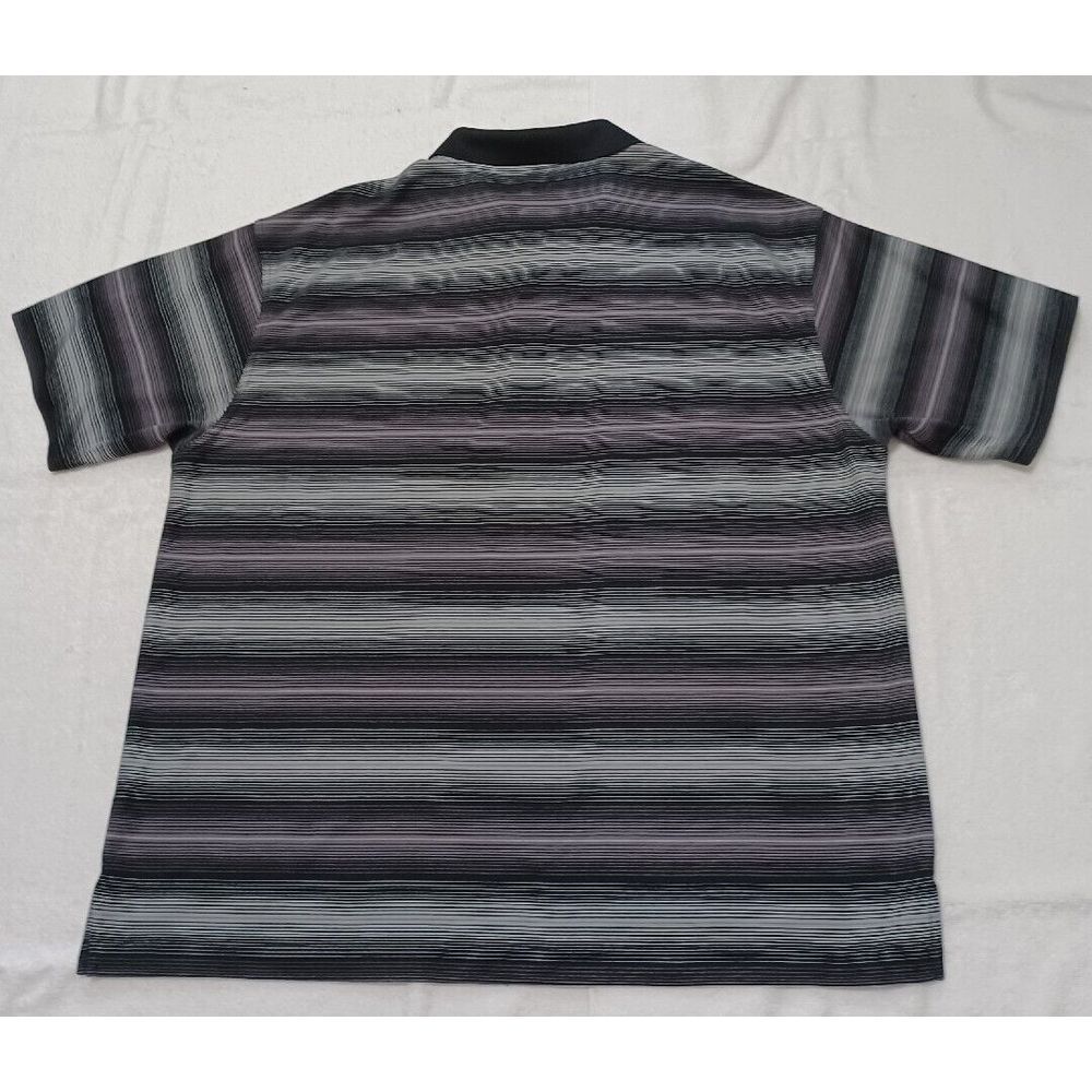 Ben Hogan Mens XL‎ Golf Polo Shirt Black Grey Striped Short Sleeve Performance - Picture 6 of 6